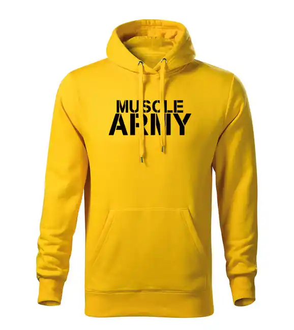 Nová Kolekce DRAGOWA pánská mikina s kapucí muscle army, žlutá 320g / m2