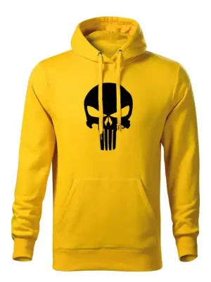Přímo Od Výrobce DRAGOWA pánská mikina s kapucí punisher, žlutá 320g / m2