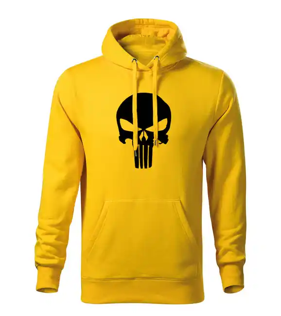 Přímo Od Výrobce DRAGOWA pánská mikina s kapucí punisher, žlutá 320g / m2