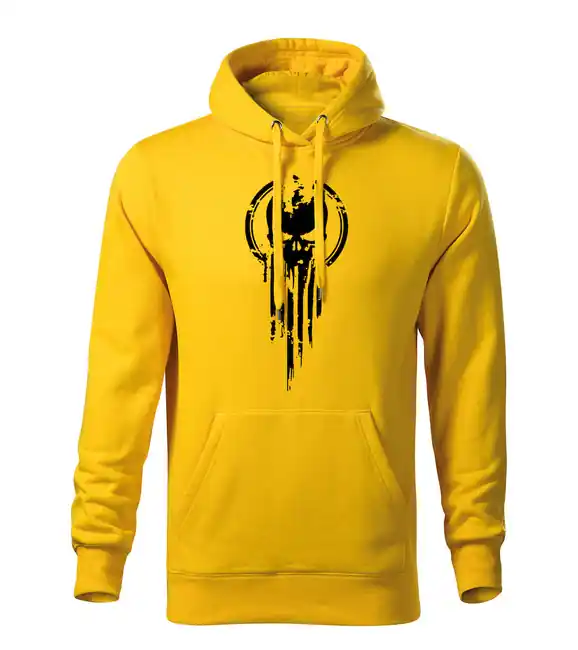 Finální Výprodej DRAGOWA pánská mikina s kapucí skull, žlutá 320g / m2