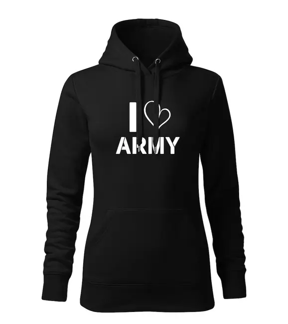 DRAGOWA dámská mikina s kapucí i love army, černá 320g / m2 Originální
