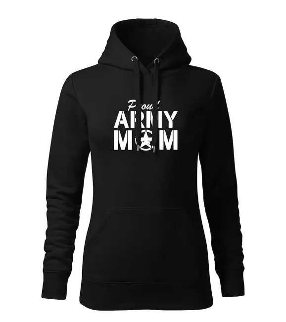 Cenově Výhodný DRAGOWA dámská mikina s kapucí army mom, černá 320g / m2