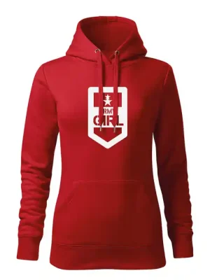 DRAGOWA dámská mikina s kapucí army girl, červená 320g/m2 Jen Po Omezenou Doba