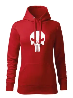 Nejprodávanější DRAGOWA dámská mikina s kapucí punisher, červená 320g/m2