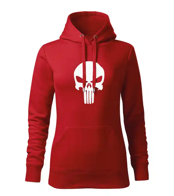 Nejprodávanější DRAGOWA dámská mikina s kapucí punisher, červená 320g/m2