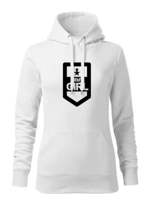 Rychlé Dodání DRAGOWA dámská mikina s kapucí army girl, bílá 320g/m2