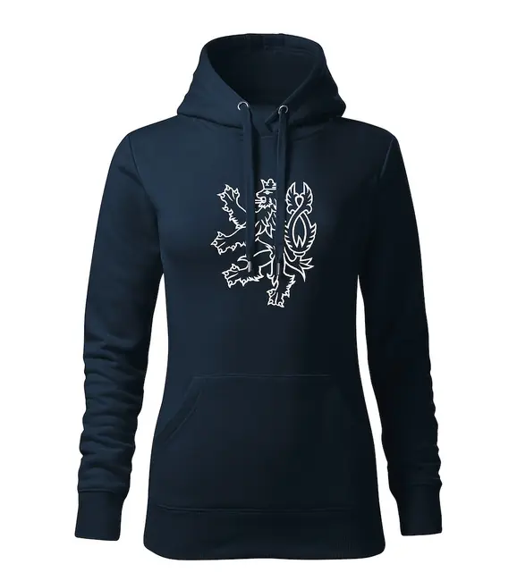 Kup Teď DRAGOWA dámská mikina s kapucí český lev, tmavě modrá 320g/m2