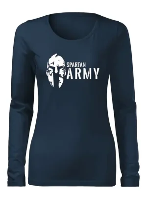Dokud Zásoby Vydrží DRAGOWA Slim dámské tričko s dlouhým rukávem spartan army, tmavě modrá160g / m2