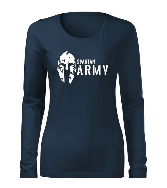 Dokud Zásoby Vydrží DRAGOWA Slim dámské tričko s dlouhým rukávem spartan army, tmavě modrá160g / m2
