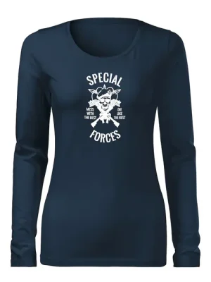 DRAGOWA Slim dámské tričko s dlouhým rukávem special forces, tmavě modrá160g / m2 Pouze Dnes