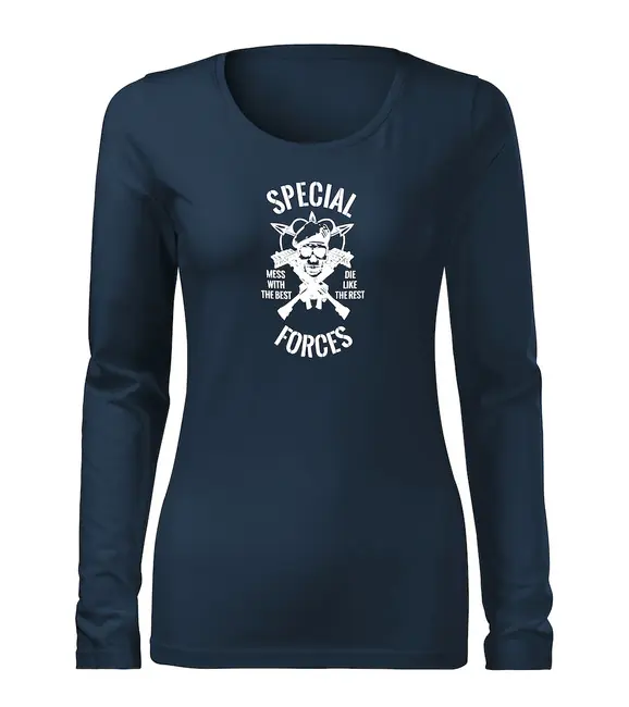 DRAGOWA Slim dámské tričko s dlouhým rukávem special forces, tmavě modrá160g / m2 Pouze Dnes