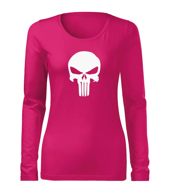 DRAGOWA Slim dámské tričko s dlouhým rukávem punisher, růžová 160g / m2 Nízká Cena