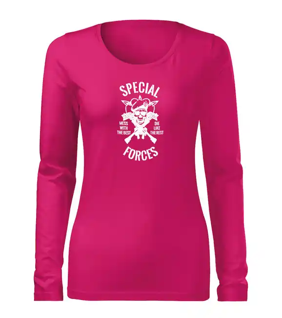 Akční Nabídka DRAGOWA Slim dámské tričko s dlouhým rukávem special forces, růžová 160g / m2
