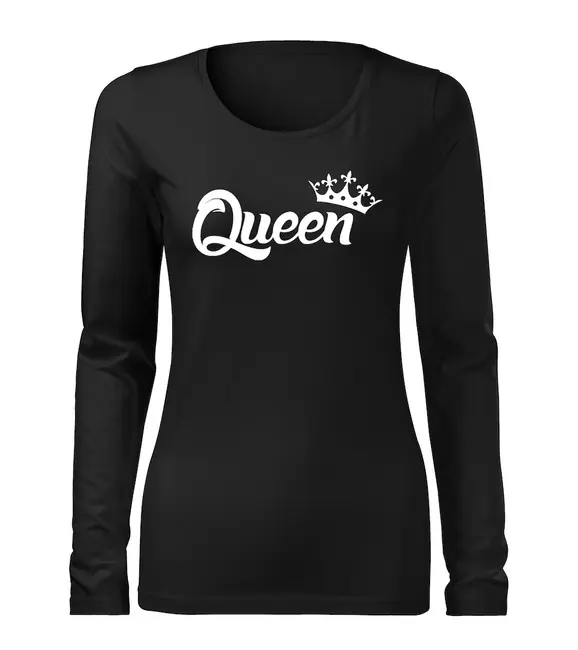 DRAGOWA Slim dámské tričko s dlouhým rukávem queen, černá 160g / m2 Nízká Cena