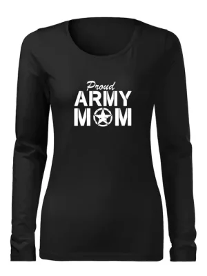Novinka DRAGOWA Slim dámské tričko s dlouhým rukávem army mom, černá 160g / m2