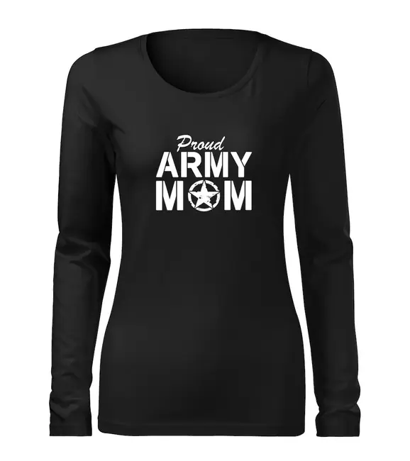 Novinka DRAGOWA Slim dámské tričko s dlouhým rukávem army mom, černá 160g / m2