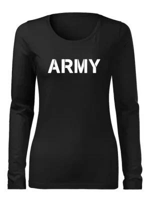 Sleva DRAGOWA Slim dámské tričko s dlouhým rukávem army, černá 160g / m2