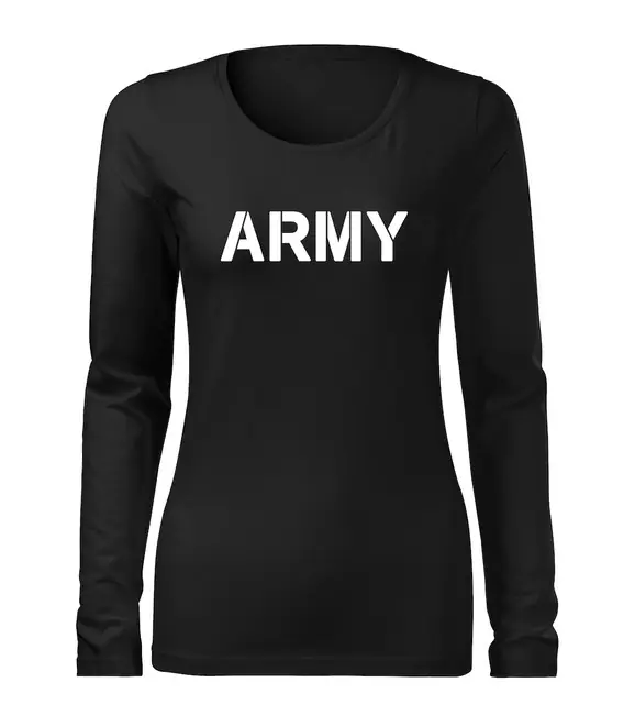 Sleva DRAGOWA Slim dámské tričko s dlouhým rukávem army, černá 160g / m2