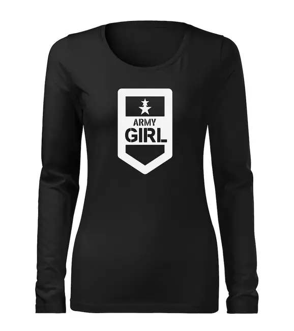 Nejlepší Cena DRAGOWA Slim dámské tričko s dlouhým rukávem army girl, černá 160g / m2