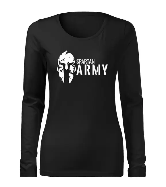 DRAGOWA Slim dámské tričko s dlouhým rukávem spartan army, černá 160g / m2 Vrácení Zdarma