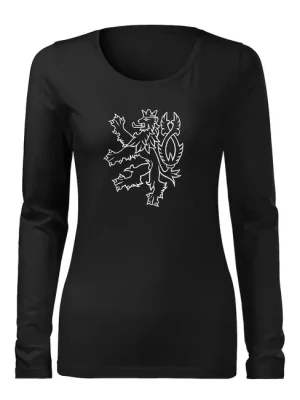 Top Prodej DRAGOWA Slim dámské tričko s dlouhým rukávem český lev, černá 160g / m2