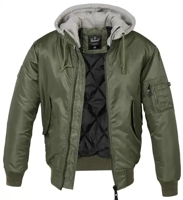 Cenový Hit Brandit MA1 Hooded bomber bunda, olivová