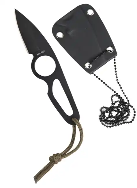 Mil-tec nůž na krk s pouzdrem Kydex, černý 16cm Hit Sezóny