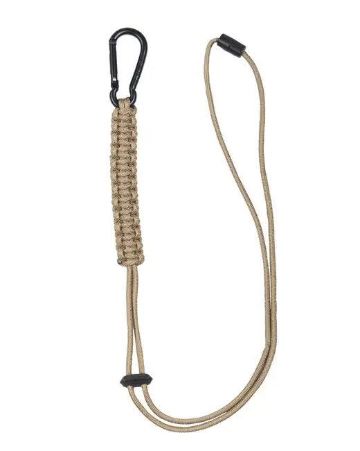 Vysoce Kvalitní Mil-tec šňůra paracord s karabinou, coyote