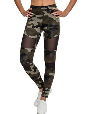 Urban Classics dámské Tech Mesh legíny, wood camo Jen Po Omezenou Doba