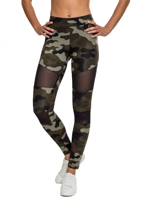 Urban Classics dámské Tech Mesh legíny, wood camo Jen Po Omezenou Doba