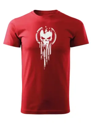 Sezónní Sleva DRAGOWA krátké tričko skull, červená 160g/m2