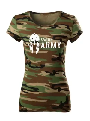 Akční Nabídka DRAGOWA dámské krátké tričko spartan army, maskáčová 150g/m2