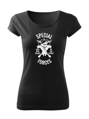 Oblíbený DRAGOWA dámské tričko special forces, černá 150g/m2