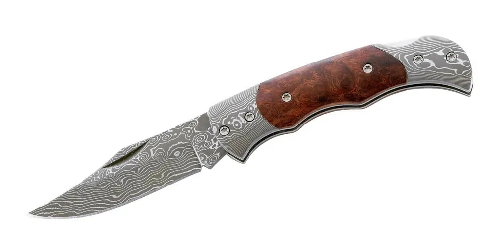 Značkový Kapesní nůž Herbertz 6,2 cm, damašek, dřevo