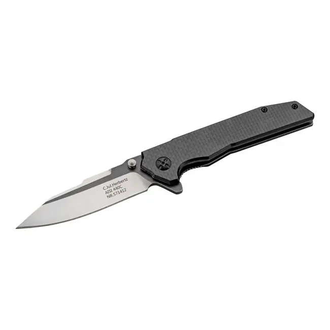 Super Cena Jednoruční kapesní nůž Herbertz 8,8 cm, karbonová vlákna, G10, Black Stonewash