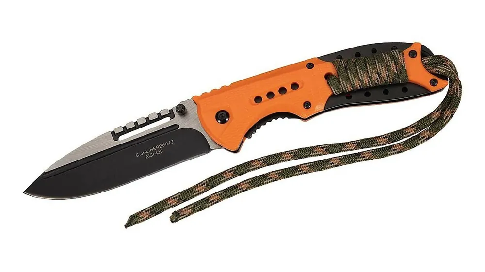 Pouze Dnes Kapesní nůž Herbertz 9,7 cm, černooranžový, plastový