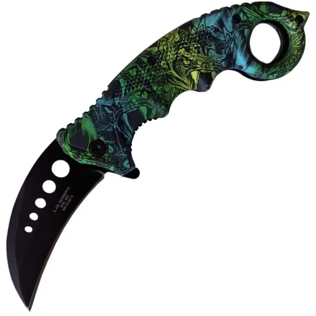 Herbertz kapesní karambit 7,3 cm, zeleno-černý, plast, motiv hada Cenová Bomba
