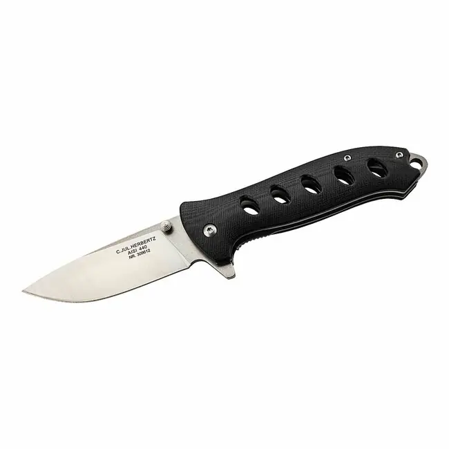 Aktuální Jednoruční kapesní nůž Herbertz Einhandmesser 8,7 cm, černý, G10, pískový.