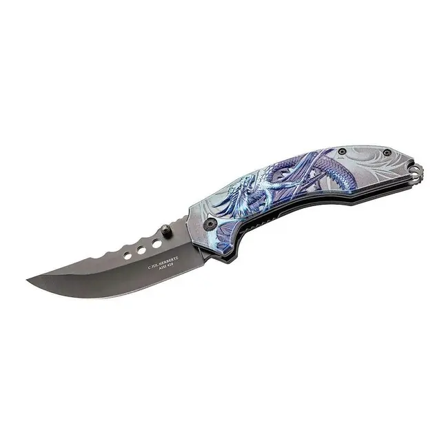 Jednoruční kapesní nůž Herbertz 8,5 cm, hliník, 3D drak Hit Sezóny