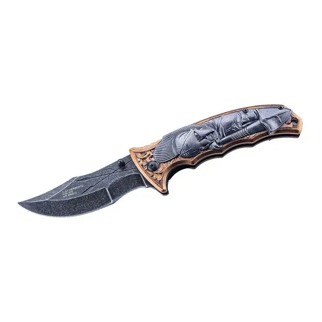 Herbertz Jednoruční kapesní nůž 9cm, hliník, šedobronz, motiv Sparta Kup Teď