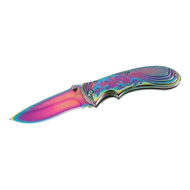 Jednoruční kapesní nůž Herbertz Rainbow 8cm, nerezová ocel s titanovým povrchem, iridescentní barva Cenový Hit