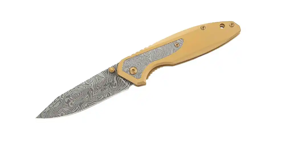 Koupit Online Jednoruční kapesní nůž Herbertz 8cm, nerezová ocel, zlatý, damaškový vzhled