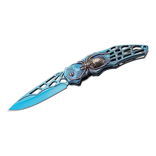 Nízká Cena Herbertz jednoruční kapesní nůž 9cm, nerezová ocel, modrý, 3D pavouk
