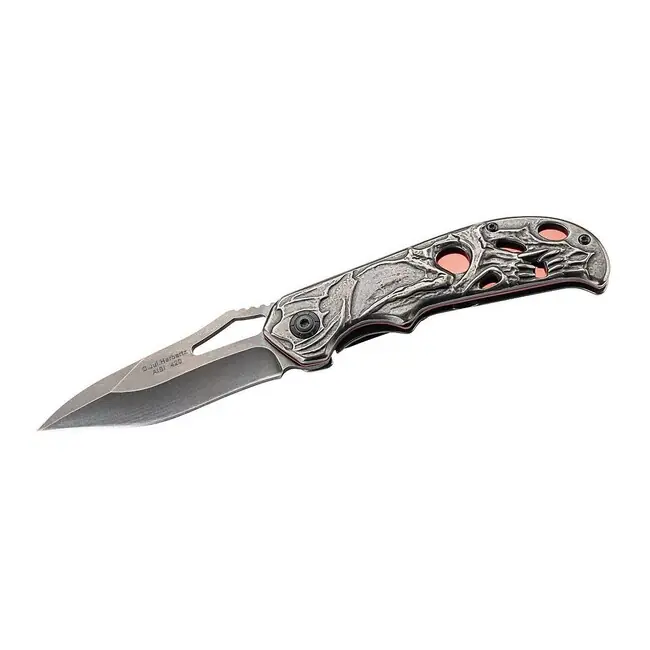 Nejlepší Cena Jednoruční robustní kapesní nůž Herbertz 9cm, nerezová ocel, lebka