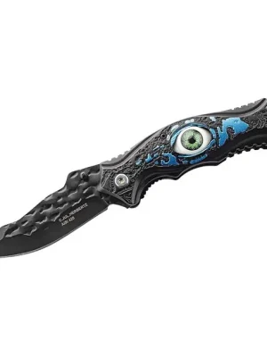 Akce Jednoruční kapesní nůž Herbertz 8cm, hliník, černý, vzor očka