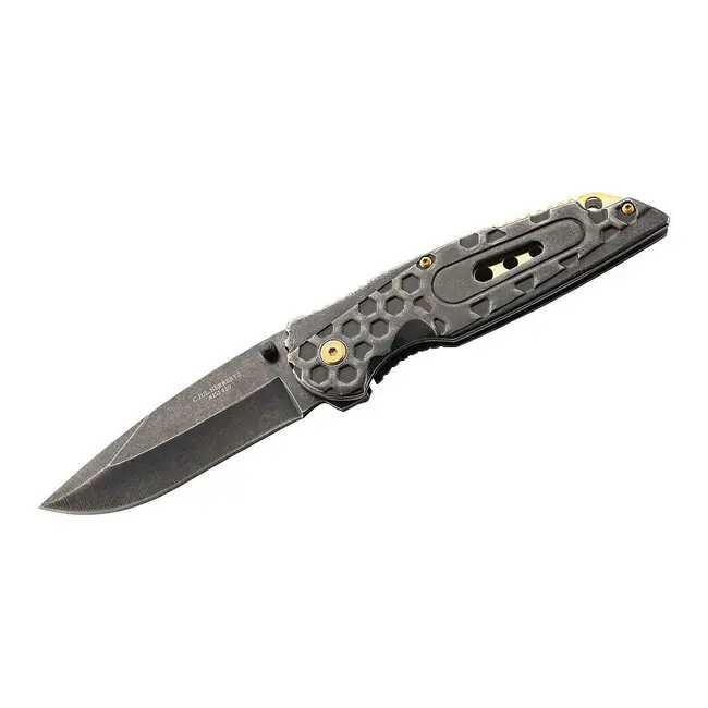 Jednoruční kapesní nůž Herbertz 8,6 cm, nerezová ocel, mosaz, Stonewash Akční Nabídka