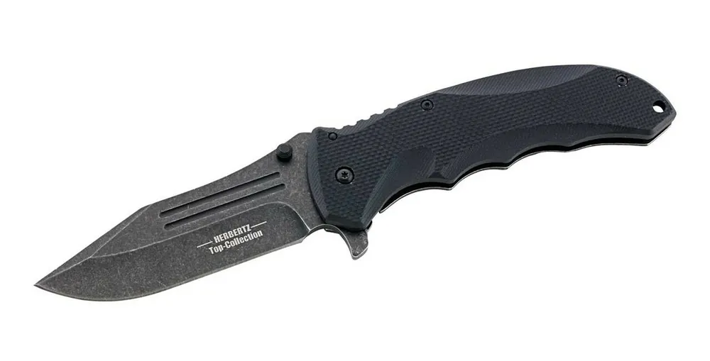 Levný Kapesní nůž Herbertz TOP-Collection 10,5 cm, černý, G10, nylonové pouzdro