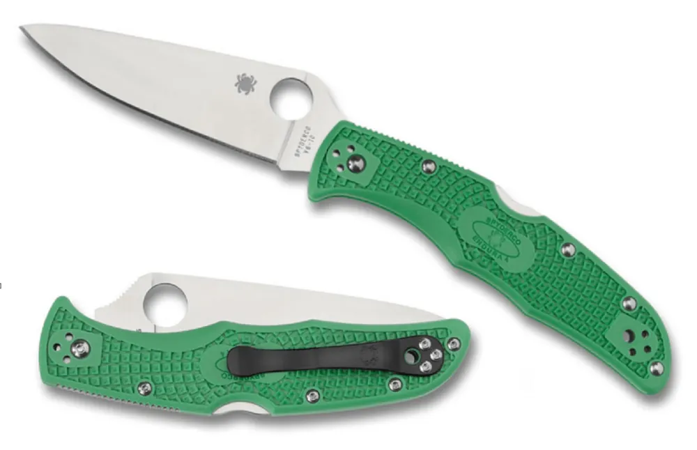 Kapesní nůž Spyderco Endura 4 Flat Ground 9,5 cm, zelený, FRN Ověřený
