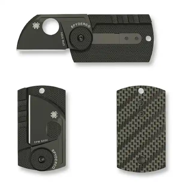 Rychlé Dodání Kapesní nůž Spyderco Dog Tag Folder 3,1 cm, černý, uhlíkové vlákno, G10