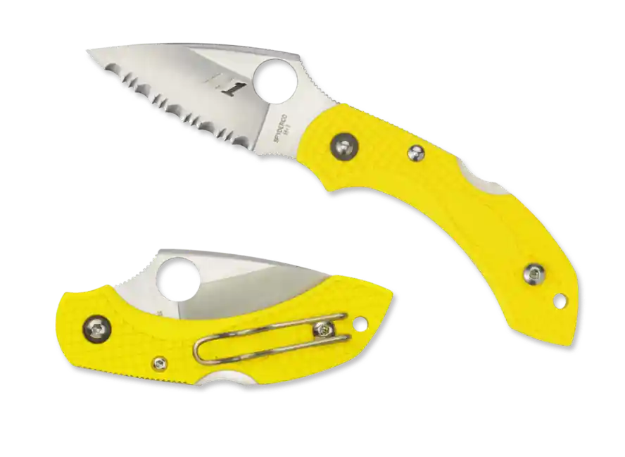 Výprodej Spyderco Dragonfly 2 Salt Lehký kapesní nůž se zoubky 5,7 cm, žlutý, FRN